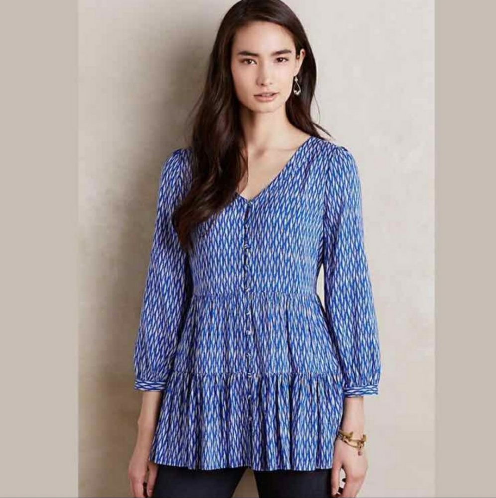 Anthropologie Maeve Lila Tiered Tunic Top